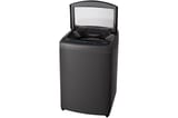 Lavadora LG WT19MVTB de 19 kg Negro Medio, vista derecha con tapa abierta