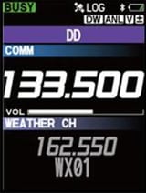 Ejemplo de pantalla DD del Yaesu FTA-850L con visualización de dos frecuencias