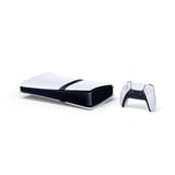Sony PlayStation 5 Pro 2TB digital en posición horizontal con control DualSense