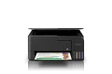 Epson EcoTank L3350 negra, vista frontal imprimiendo