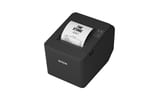 Epson TM-T20IV-SP negra, vista en perspectiva con recibo extendido