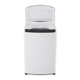 Lavadora LG WT18WVTB blanca, vista frontal con tapa abierta