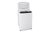Lavadora LG WT18WVTB blanca de 18 kg, vista lateral con tapa abierta