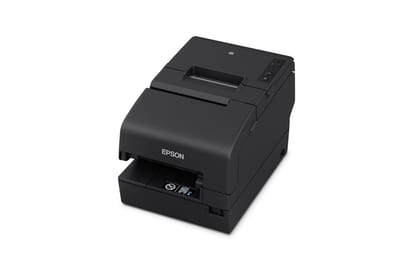 Epson TM-H6000VI negra, vista en perspectiva izquierda