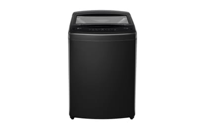 Lavadora LG WT19OBVTB negra de 19 kg, vista frontal