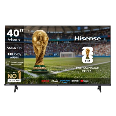 Vista frontal del televisor Hisense 40A4NV de 40 pulgadas, imagen oficial Hisense Chile.