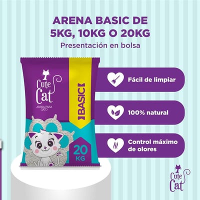 Arena sanitaria Cute Cat con carbón activado, 20 kg — imagen 2