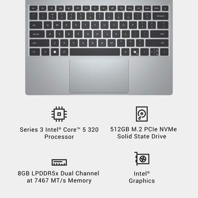 Dell XPS 13 DX13260 táctil, Core 5 320, 8GB RAM, 512GB SSD, Sky, teclado y especificaciones de 8GB y 512GB