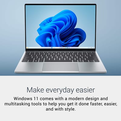 Dell XPS 13 DX13260 táctil, Core 5 320, 8GB RAM, 512GB SSD, Sky, vista frontal con Windows 11