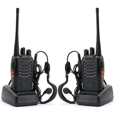 Frente del pack de dos radios Baofeng BF-888S.
