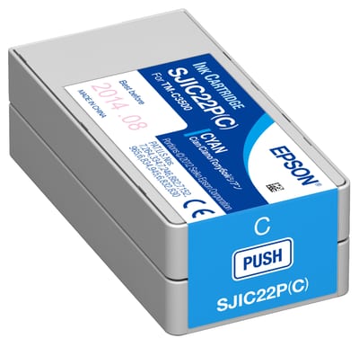 Cartucho Epson SJIC22P(C) cian para ColorWorks C3500, vista del consumible
