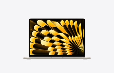 Apple MacBook Air 13 pulgadas M5 Starlight (blanco estelar): vista frontal abierto con pantalla Liquid Retina