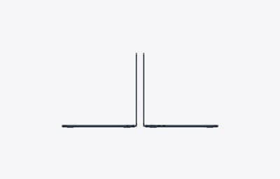 Apple MacBook Air 13 pulgadas M5 Midnight (medianoche): vistas laterales izquierda y derecha, con puertos