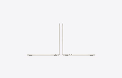 Apple MacBook Air 13 pulgadas M5 Starlight (blanco estelar): vistas laterales izquierda y derecha, con puertos