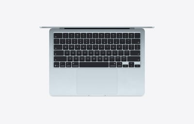 Apple MacBook Air 13 pulgadas M5 Sky Blue (azul cielo): vista superior del teclado, Touch ID y trackpad