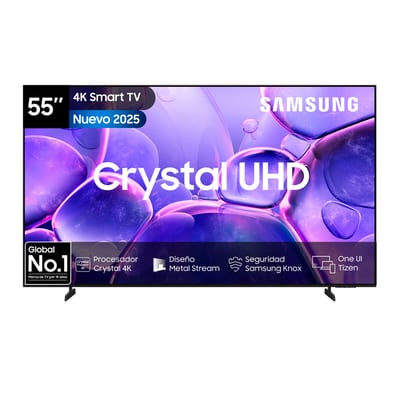 Vista frontal del televisor Samsung UN55U8000FGXZS Crystal UHD de 55 pulgadas.