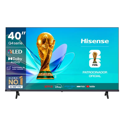 Vista frontal del televisor Hisense 40Q4SV de 40 pulgadas, imagen oficial Hisense Chile.