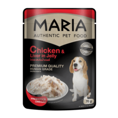 MARIA Dog pollo e hígado en gelatina, sobre individual