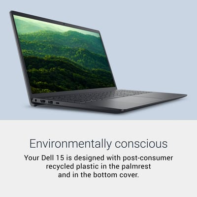 Dell 15 DC15250 táctil, Core i5-1334U, 8GB RAM, 512GB SSD, Carbon Black, vista lateral abierta