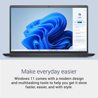 Dell 15 DC15250 táctil, Core i5-1334U, 8GB RAM, 512GB SSD, Carbon Black, vista frontal con Windows 11