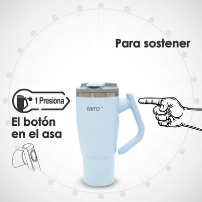 BOTO Gyro BG32-IB, 950 ml / 32 oz, Ice Blue; detalle del asa giratoria en español 16.