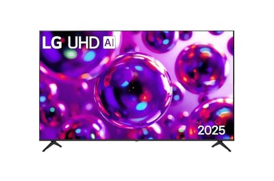 Vista frontal del televisor LG 43UA8050PSA, imagen oficial LG Chile.