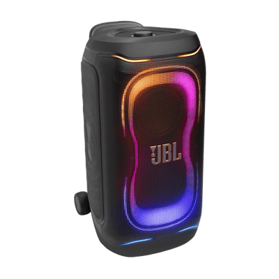 JBL PartyBox 330 negro con luces encendidas, imagen oficial del fabricante