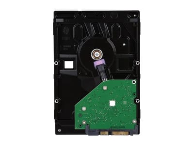 Disco Seagate SkyHawk, vista inferior de la carcasa y placa electrónica.