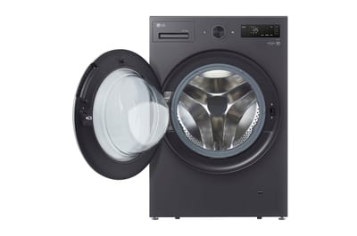 Lavadora secadora LG WD20EGNTSPG: vista frontal con puerta abierta