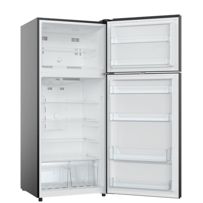 Refrigerador Daewoo DWFR-453B de 453 L con ambas puertas abiertas, vista interior