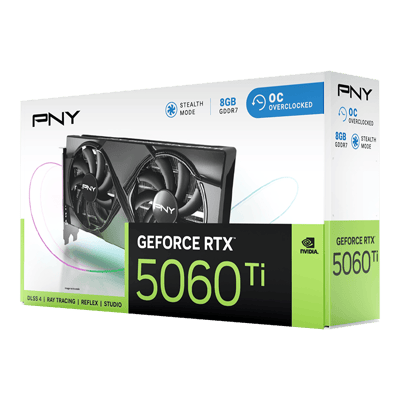 PNY GeForce RTX 5060 Ti 8GB Overclocked Dual Fan — empaque