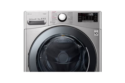 Lavadora secadora LG WD22VV2S6: detalle frontal del panel y la puerta