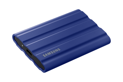 Samsung T7 Shield 2TB azul MU-PE2T0R/AM: vistas del SSD, empaque y accesorios