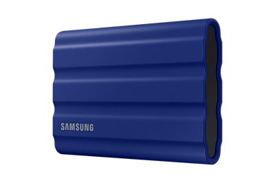 Samsung T7 Shield 2TB azul MU-PE2T0R/AM: vistas del SSD, empaque y accesorios