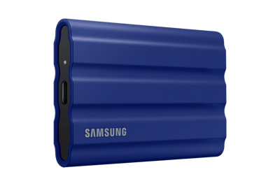 Samsung T7 Shield 2TB azul MU-PE2T0R/AM: vistas del SSD, empaque y accesorios