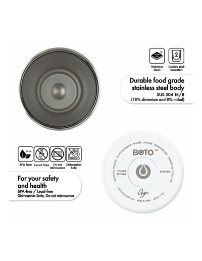 BOTO Gyro BG40-MW, 1,18 L / 40 oz, Moon White; vista y detalles oficiales 10.