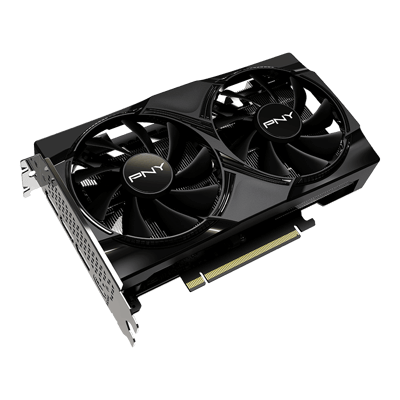 PNY GeForce RTX 5050 8GB Dual Fan — vista en ángulo
