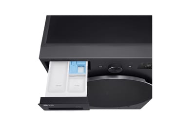 Lavadora secadora LG WD15EGNTSPG: detalle superior del dispensador
