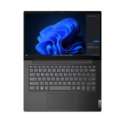 Lenovo V14 G5 IRL 83HDA06BUS negro, vista cenital de pantalla y teclado