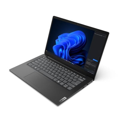 Lenovo V14 G5 IRL 83HDA06BUS negro, vista superior desde la derecha