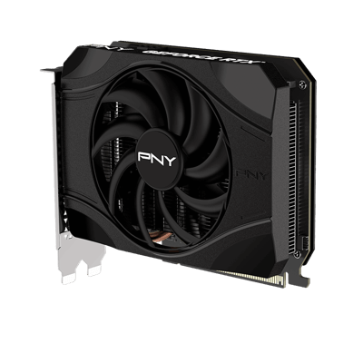 PNY GeForce RTX 5050 8GB Single Fan — vista lateral en ángulo