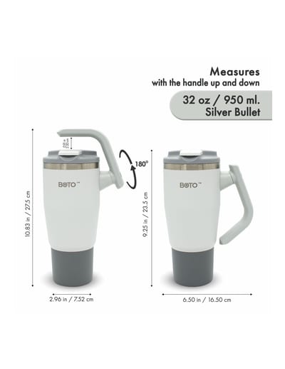 BOTO Gyro BG32-SV, 950 ml / 32 oz, Silver Bullet; vista y detalles oficiales 6.