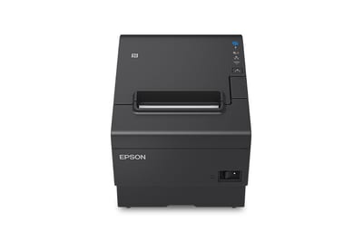 Epson TM-T88VII negra, vista frontal superior