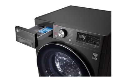 LG WD14BVC2S6C Black Steel: detalle de la gaveta de detergente abierta