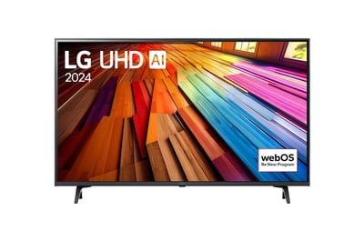 Vista frontal del televisor LG 43UT8050PSB, imagen oficial LG Chile.