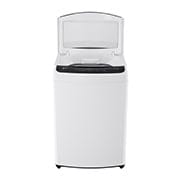 Lavadora LG WT18WVTB blanca, vista frontal con tapa abierta