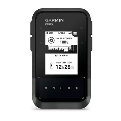 Garmin eTrex Solar, vista frontal con carga solar